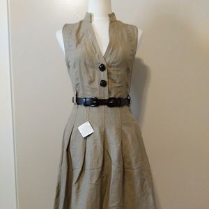 NEW Zara Brown/Tan Linen Dress w/ detachable belt